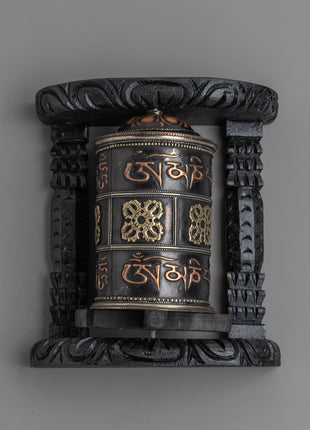 Wooden Prayer Wheel | Boho Meditation Decor