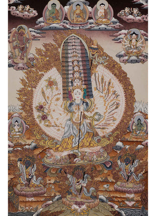 Protector Dukkar | The White Umbrella Goddess | Original Thangka of Sitatapatra