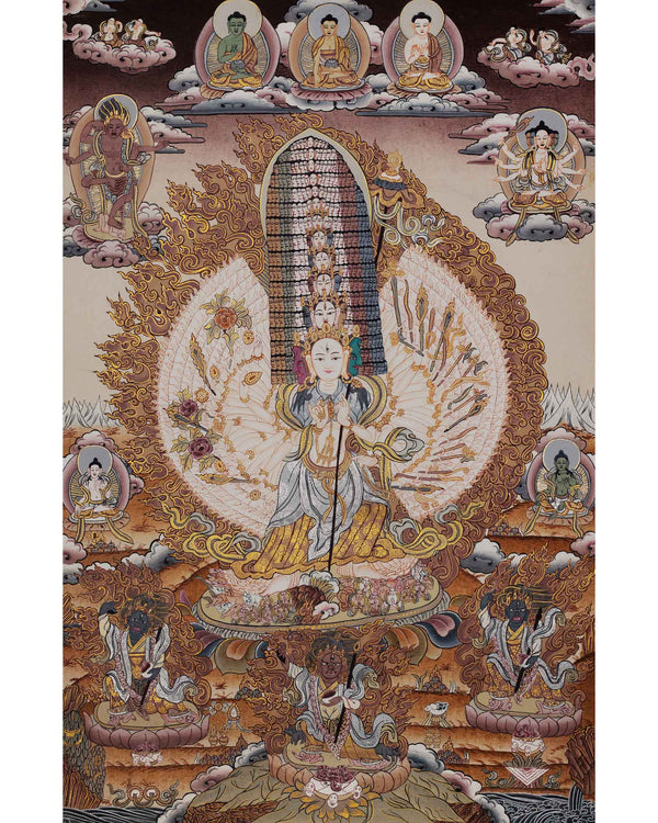 Protector Dukkar | The White Umbrella Goddess | Original Thangka of Sitatapatra