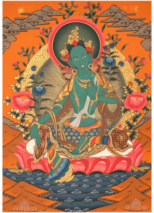 Quality Green Tara Thangka | Handpainted Buddhist Art | Wall Decors