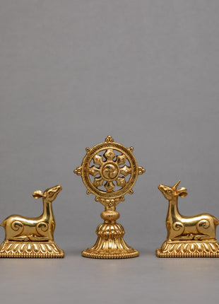 Sculpture Of Two Deer and Dharmachakra
