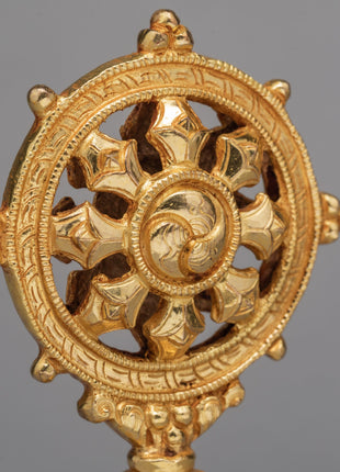 Sculpture Of Two Deer and Dharmachakra | Buddhist Symbol | Plated With Gold