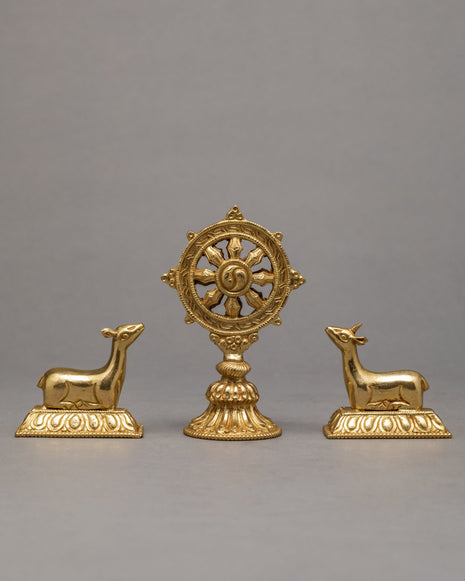  Wheel Of The Law And A Pair Of Crouching Deer