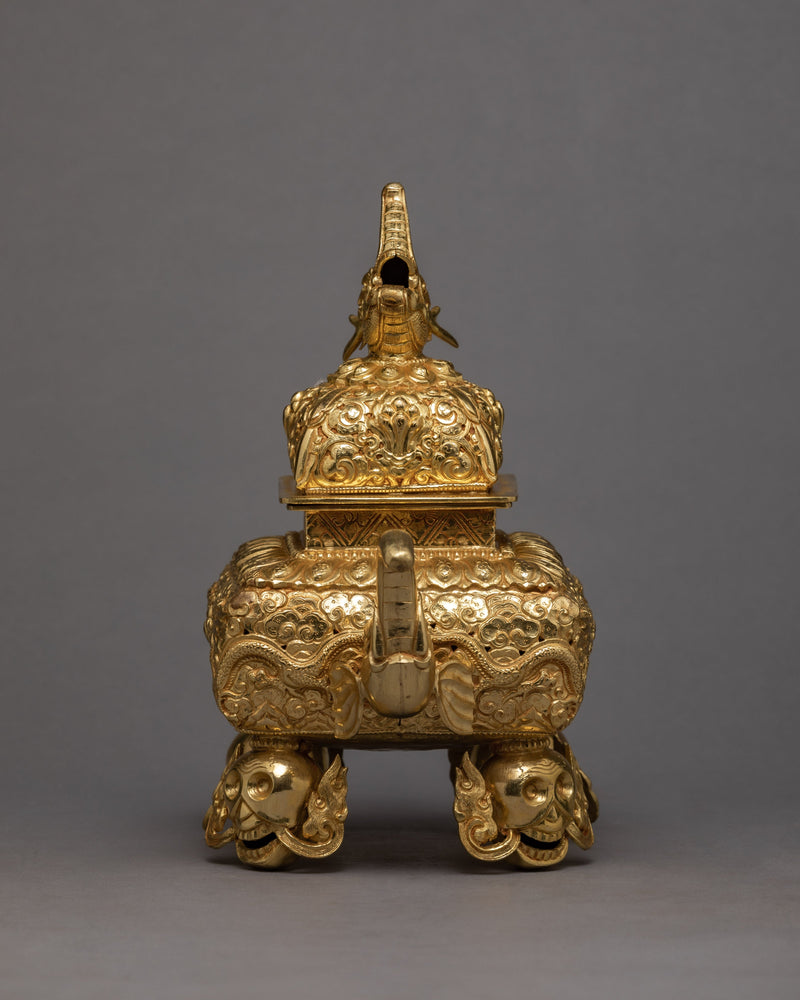 Elephant Incense Burner | Plated With Pure Gold | Ritual Items