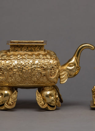Elephant Incense Burner | Plated With Pure Gold | Ritual Items
