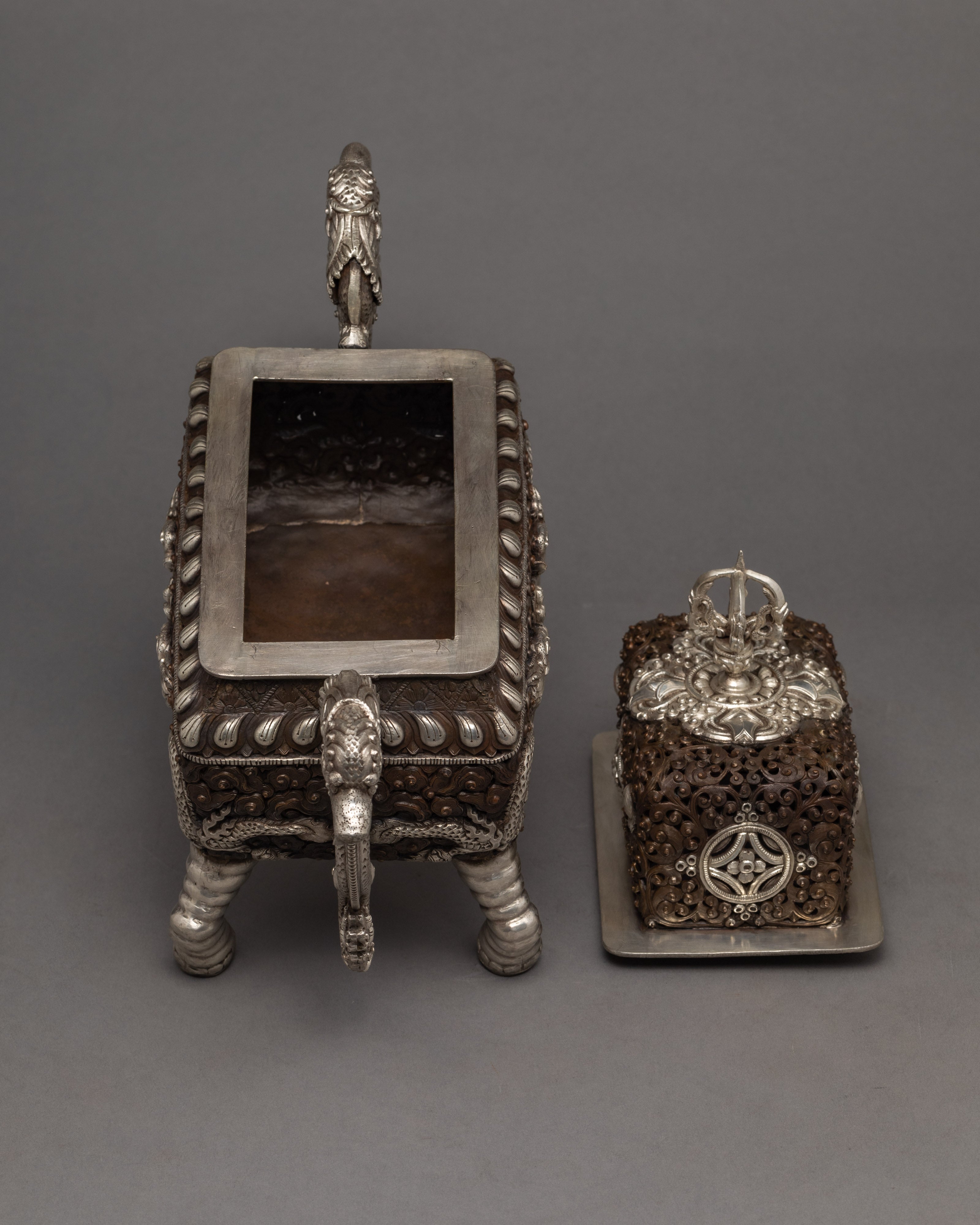 Buddhist Incense Burner | Plated With Sliver | Ritual Items