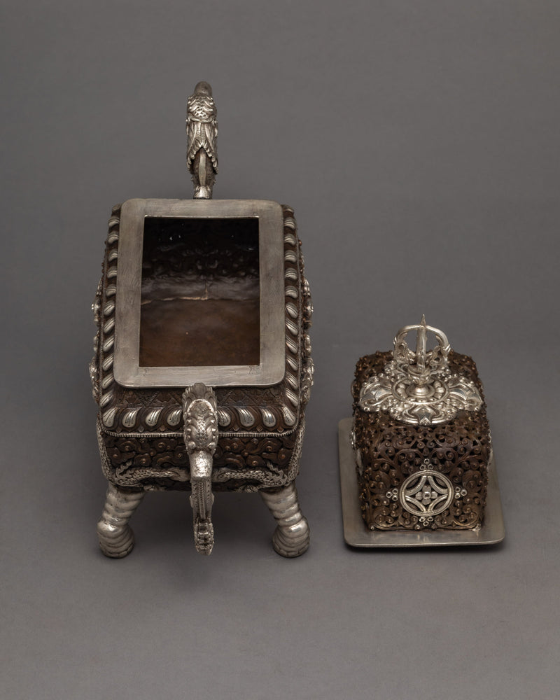 Buddhist Incense Burner | Plated With Sliver | Ritual Items