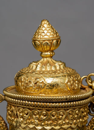 Traditional Incense Holder | Plated With Pure 24K Gold | Tibetan Holder