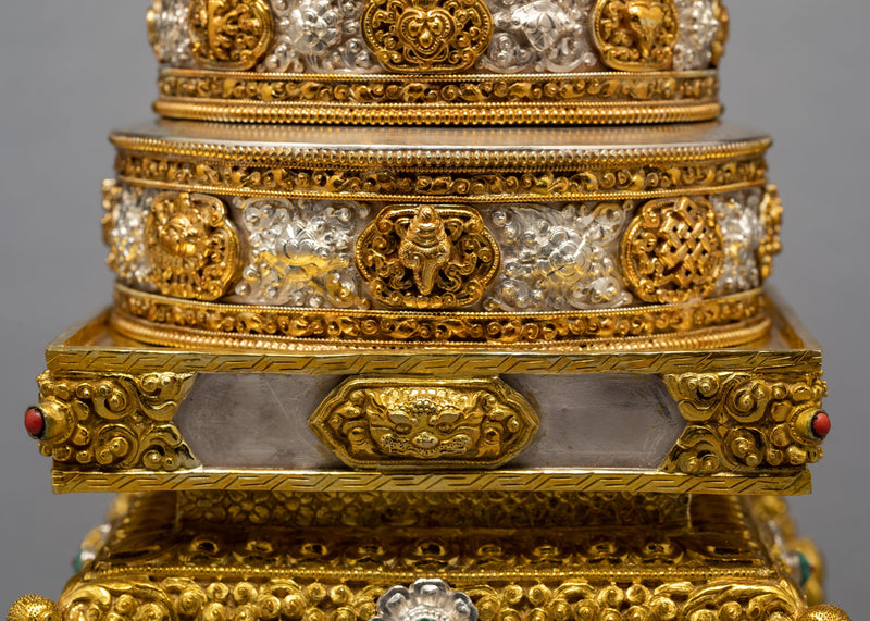 Auspicious Symbol Mandala Set | Gold Plated Mandala | Rice Offering Mandala Set