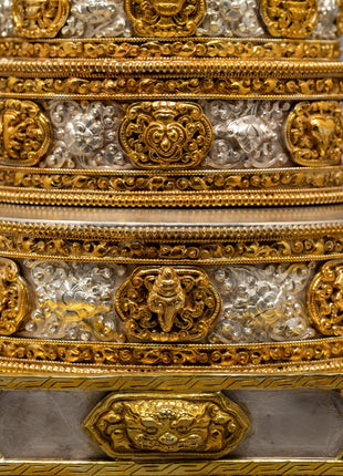 Auspicious Symbol Mandala Set | Gold Plated Mandala | Rice Offering Mandala Set