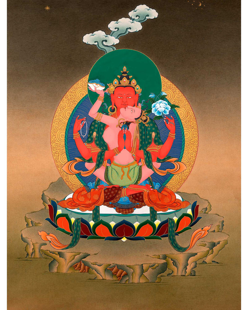 Red Chenrezig Consort Thangka