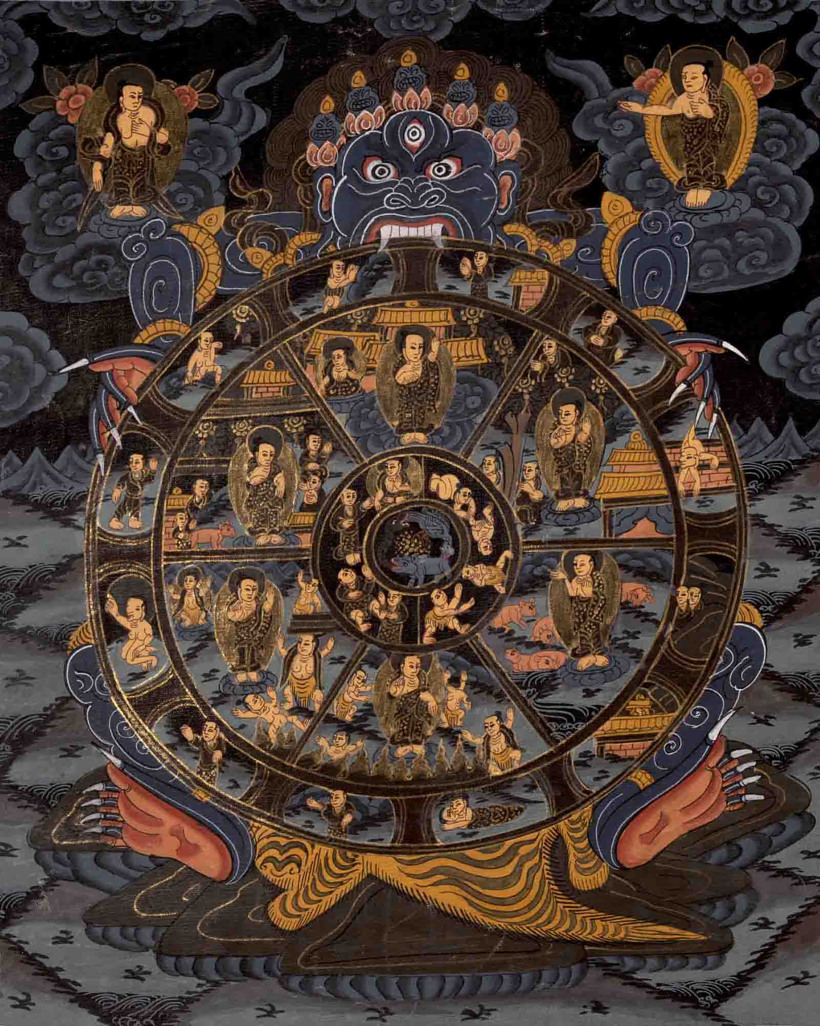Religious Bhavachakra Thangka | Traditional Artwork | Wall Decors