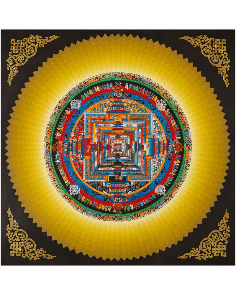 Round Halo Kalachakra Thangka | Tibetan Mandala Art | Wall Hanging Decoration