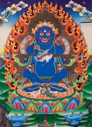 Sakya Mahakala Thangka | Wrathful Dharmapala Vajra Panjarnatha | Buddhist Wall Decor
