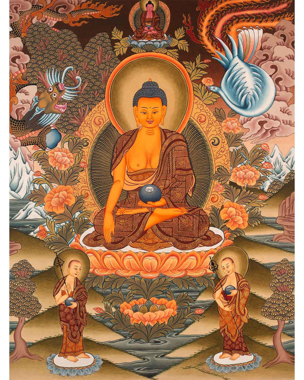 Sakyamuni Buddha Handmade Tibetan Thangka | Buddhist Prayer Painting| Best for Gifts and Wall Decor