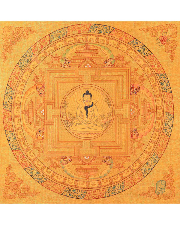 Samantabhadra Buddha Thangka Painting | Cotton Canvas Art for Meditation and wall hanging