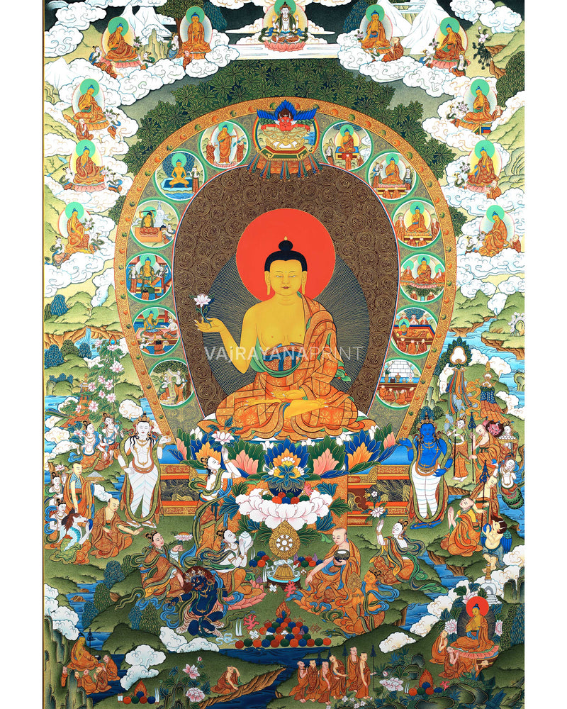 buddha, shakyamuni buddha, thangka painting, tibetan thangka
