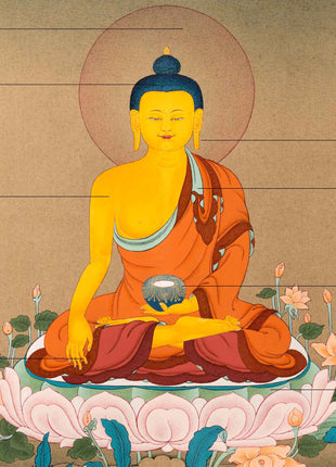 Traditional Buddha Shakyamuni Thangka | Tibetan Karma Gadri Art