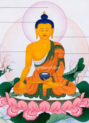 Hand-Painted Shakyamuni Buddha Thangka Art | Gold-Painted Thangka For Meditation Practice