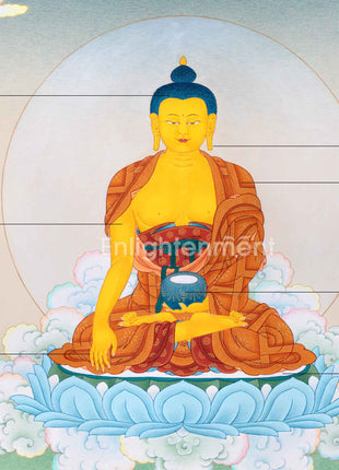 Shakyamuni Buddha Wall Art Decor Thangka Painting | Tibeta Himalayan Thangka Art On Cotton Canvas