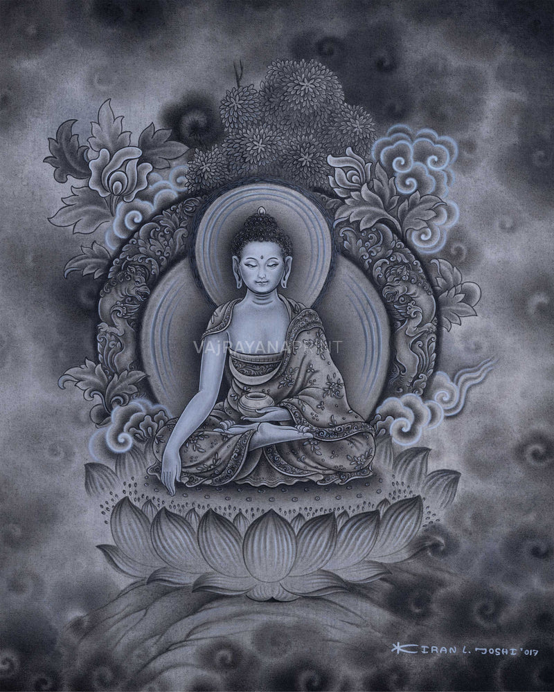 Gautama Buddha Sitting Lotus Position Drawing