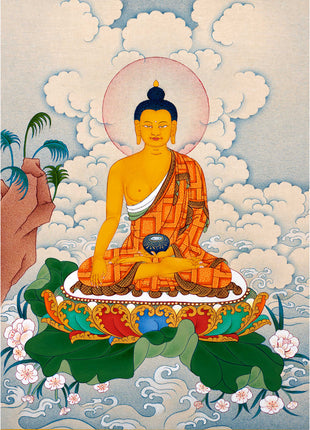 Shakyamuni Buddha Thangka Natural Stone Color
