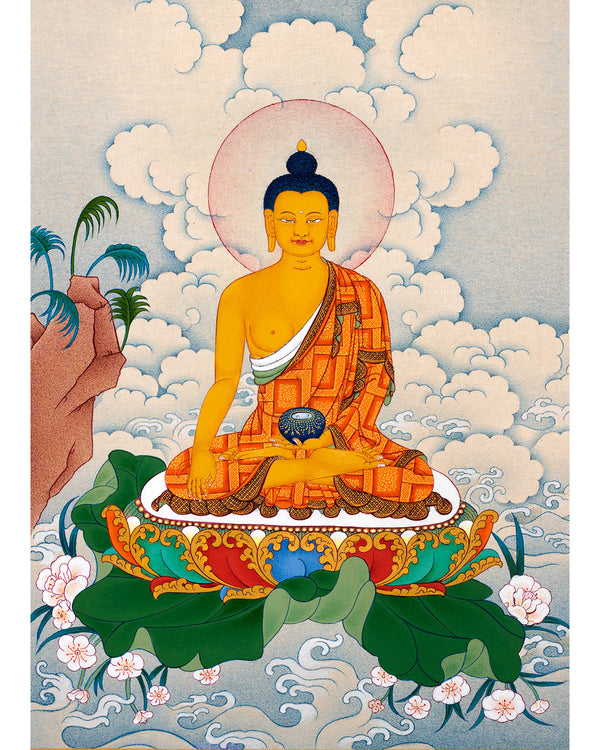 Shakyamuni Buddha Thangka Natural Stone Color