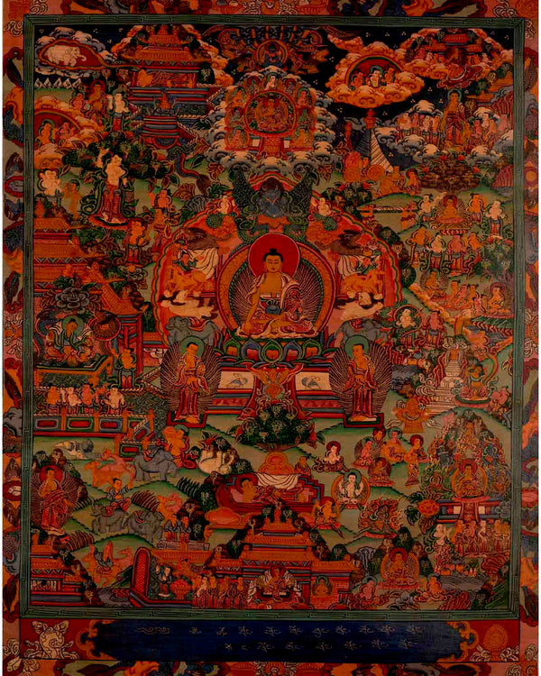 Shakyamuni Budda's Life Story | Oil Varnished Thangka | Wall Decors