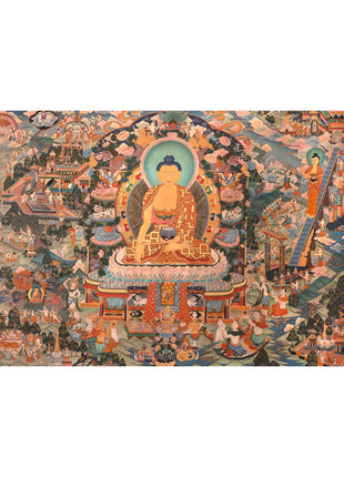 Shakyamuni Buddha Life Story | Vintage Original Hand-Painted Thangka