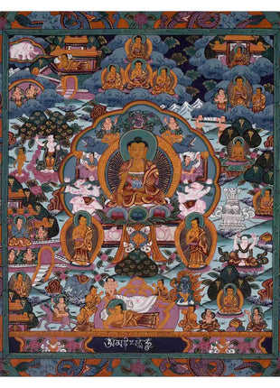 Shakyamuni Buddha Life Story | Religious Buddhist Thangka | Wall Decors