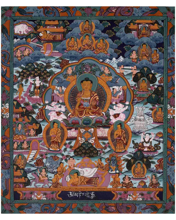 Shakyamuni Buddha Life Story | Religious Buddhist Thangka | Wall Decors