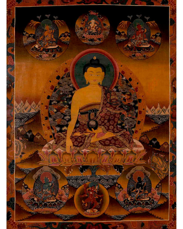 Shakyamuni Buddha Thangka | Religious Handpainted Art | Wall Decors