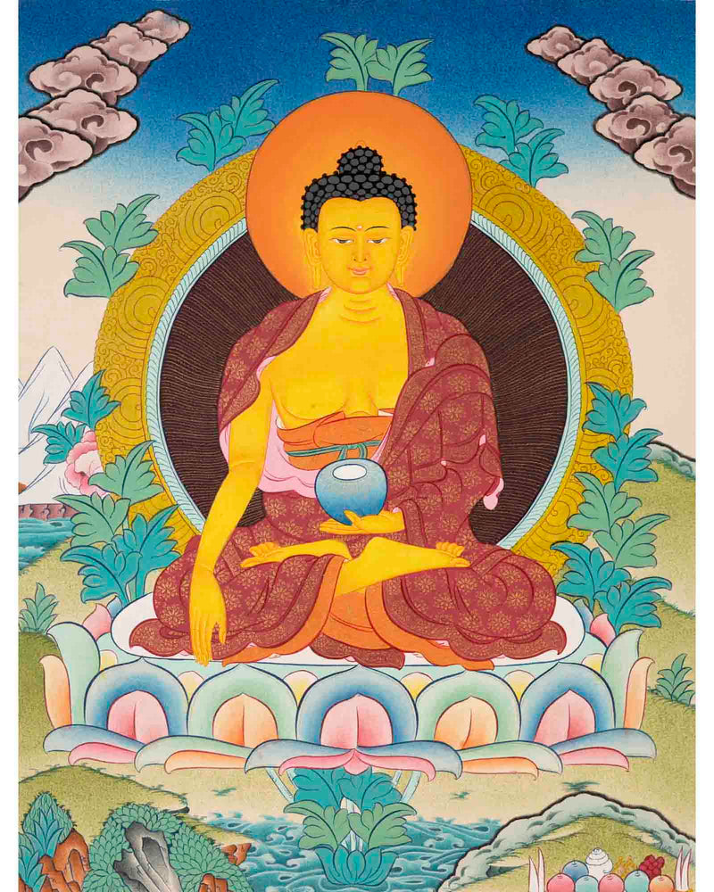 Shakyamuni Buddha Thangka | Traditional Tibetan Painting | Wall Decors