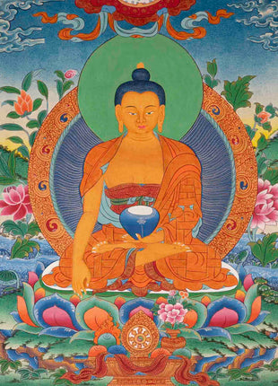 Serenity Embodied: Traditional Buddhist Art Wall Decor with Shakyamuni Buddha Thangka