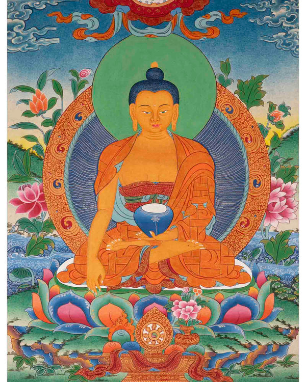 Serenity Embodied: Traditional Buddhist Art Wall Decor with Shakyamuni Buddha Thangka