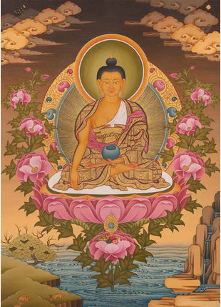 Shakyamuni Buddha Tibetan Thangka | Gautama Sitting In Vajra Posture