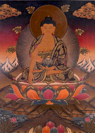 Shakyamuni Buddha Tibetan Thangka | Religious Buddhist Art | Wall Decors
