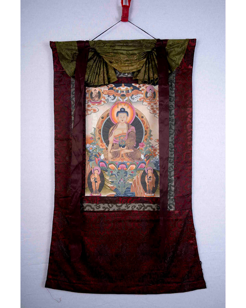 Shakyamuni Buddha With Brocade | Wall Decor Painting