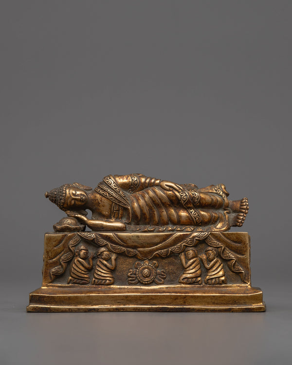 Sleeping Buddha Antique Gold Plated Statue