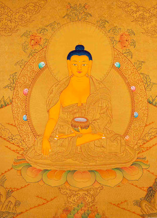 Shakyamuni Buddha Thangka | 24K Gold Painting | Wall Hanging Decors
