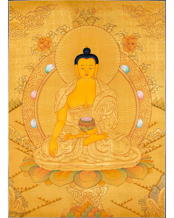 Full Gold Style Shakyamuni Buddha Thangka | Tibetan Buddhist Art