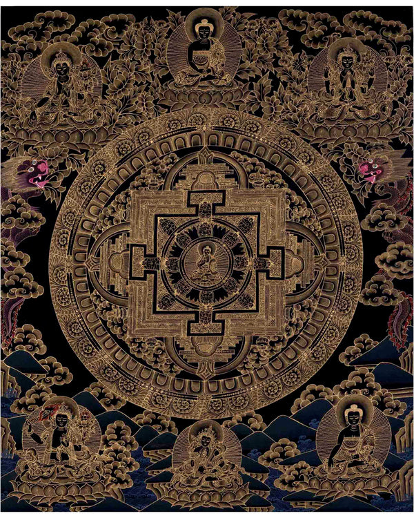Buddha Shakyamuni Mandala Thangka Painting  | Tibetan Hand Painted Art Work