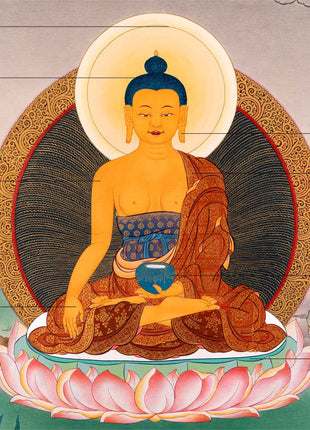 Historical Buddha Shakyamuni Thangka | Traditional Tibetan Buddhist Art