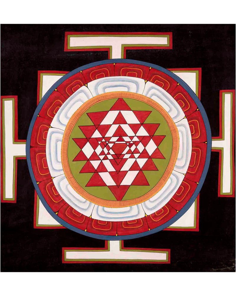 Shree Yantra Mandala Thangka | Vintage Traditional Art | Wall Decors