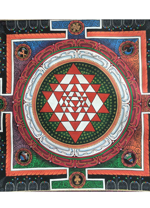 Shri Yantra Mandala Thangka | Brocade Mounted Himalayan Art