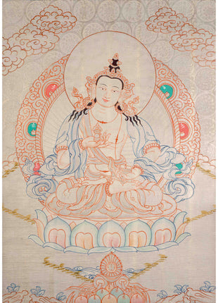 Silver Vajrasattva Thangka | Religious Wall Decoration