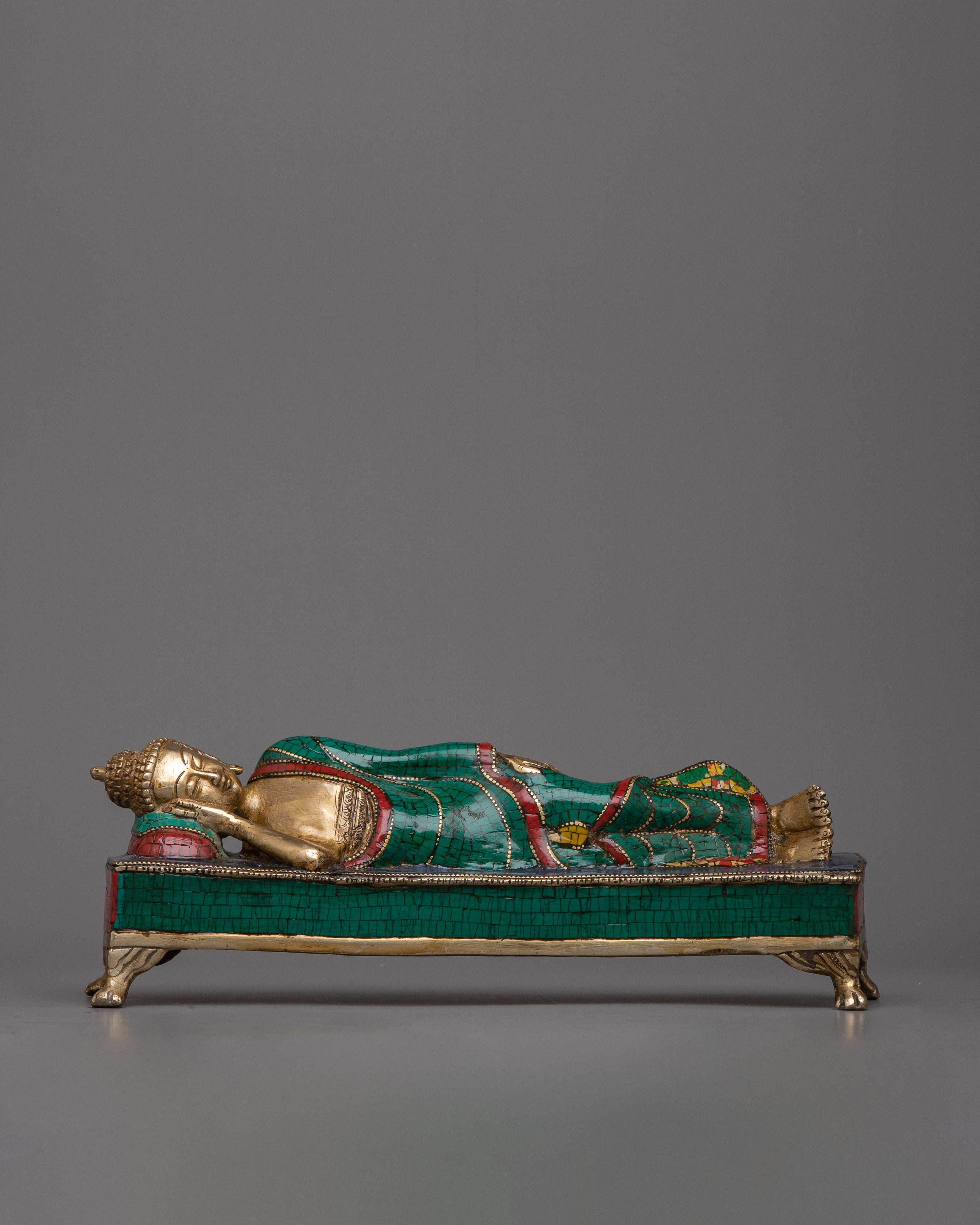 Brass Reclining Buddha Statue