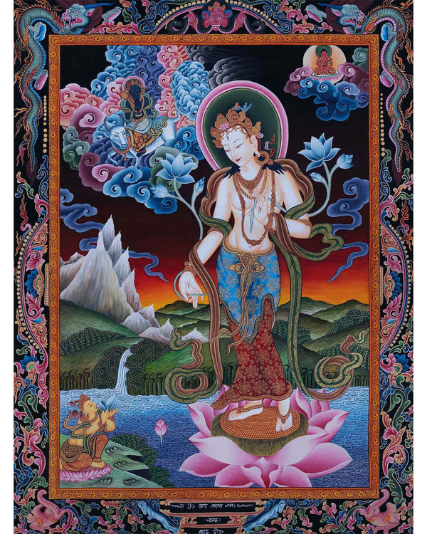 Standing White Tara Thangka | Goddess of Long Life