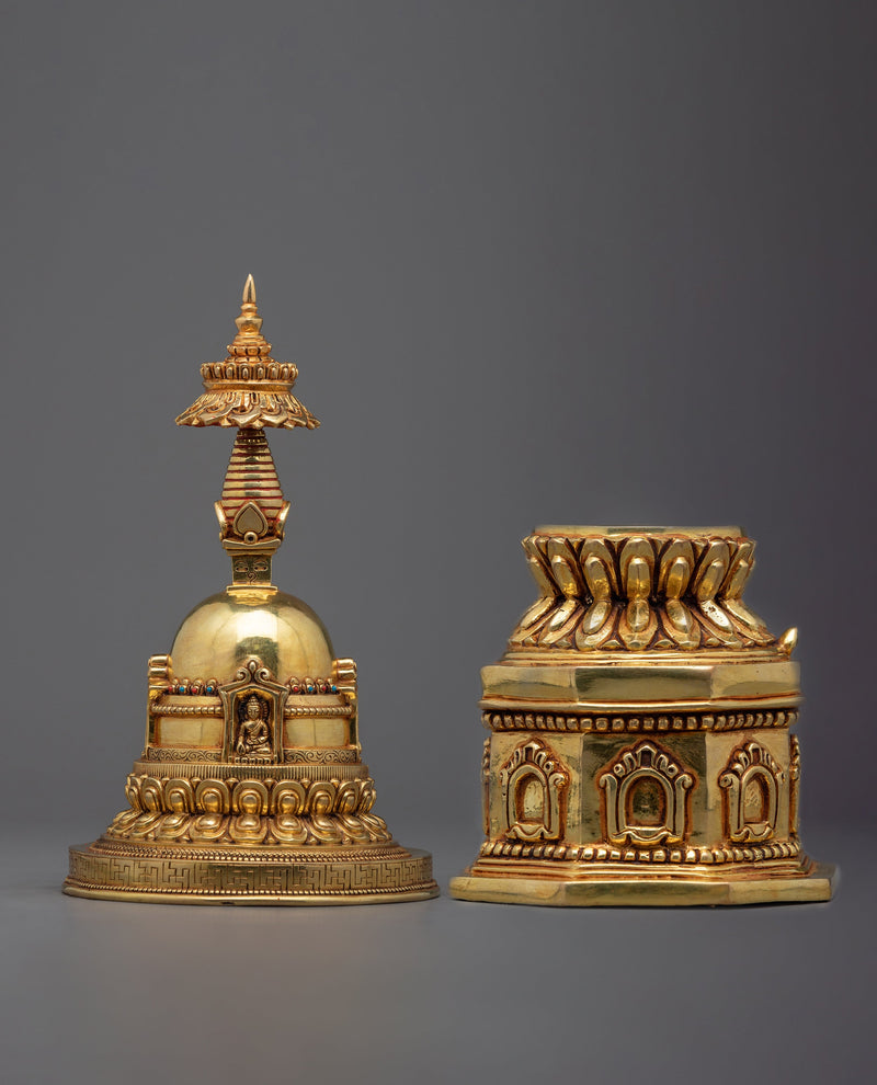 Tibetan Stupa Statue | Traditional Buddhist Stupa for Meditation & Spiritual Decor