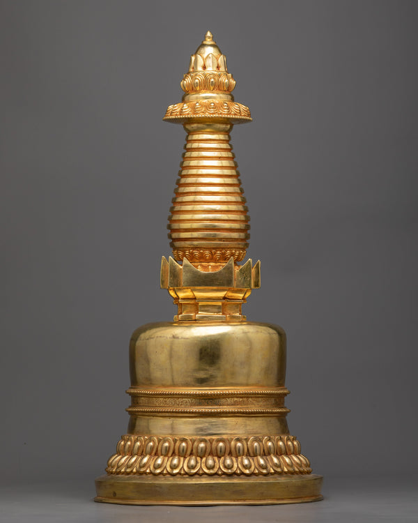 Golden Stupa Statue | Luxurious Spiritual Decor Piece